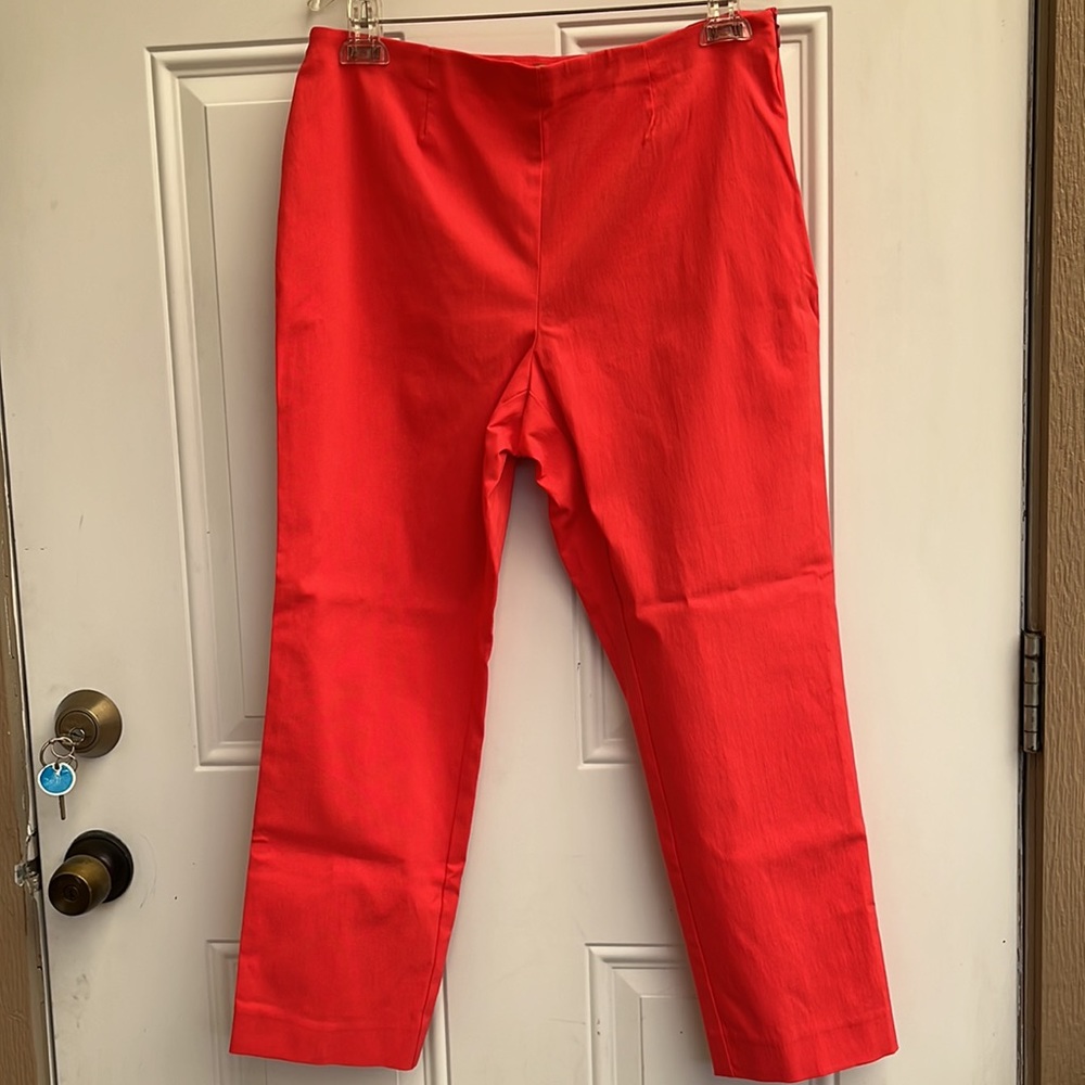 Valerie Stevens Petites Stretch Pants, size 14P. Orange color, Gently Worn